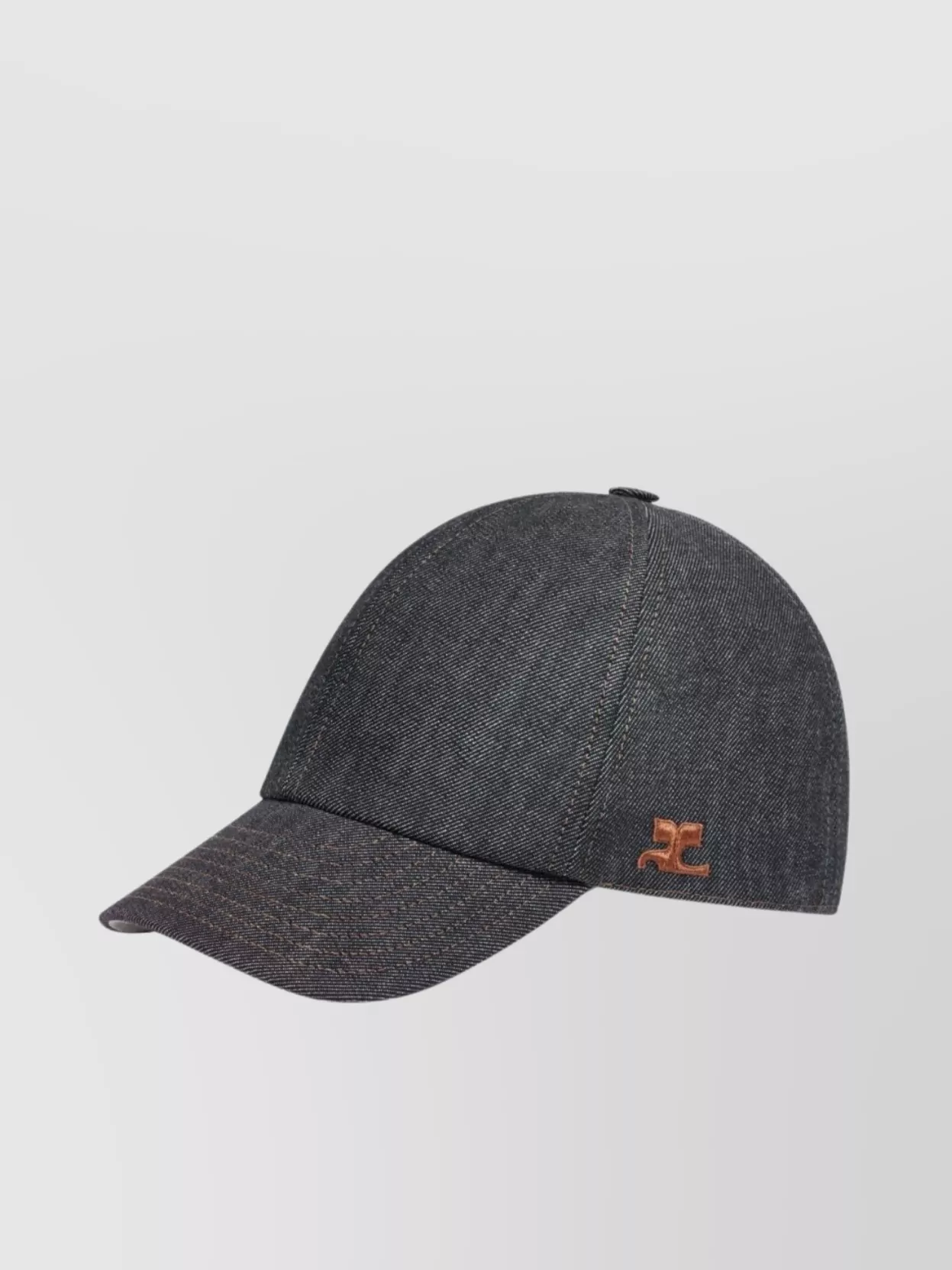 Courrèges Denim Cap With Curved Peak And Contrast Stitching