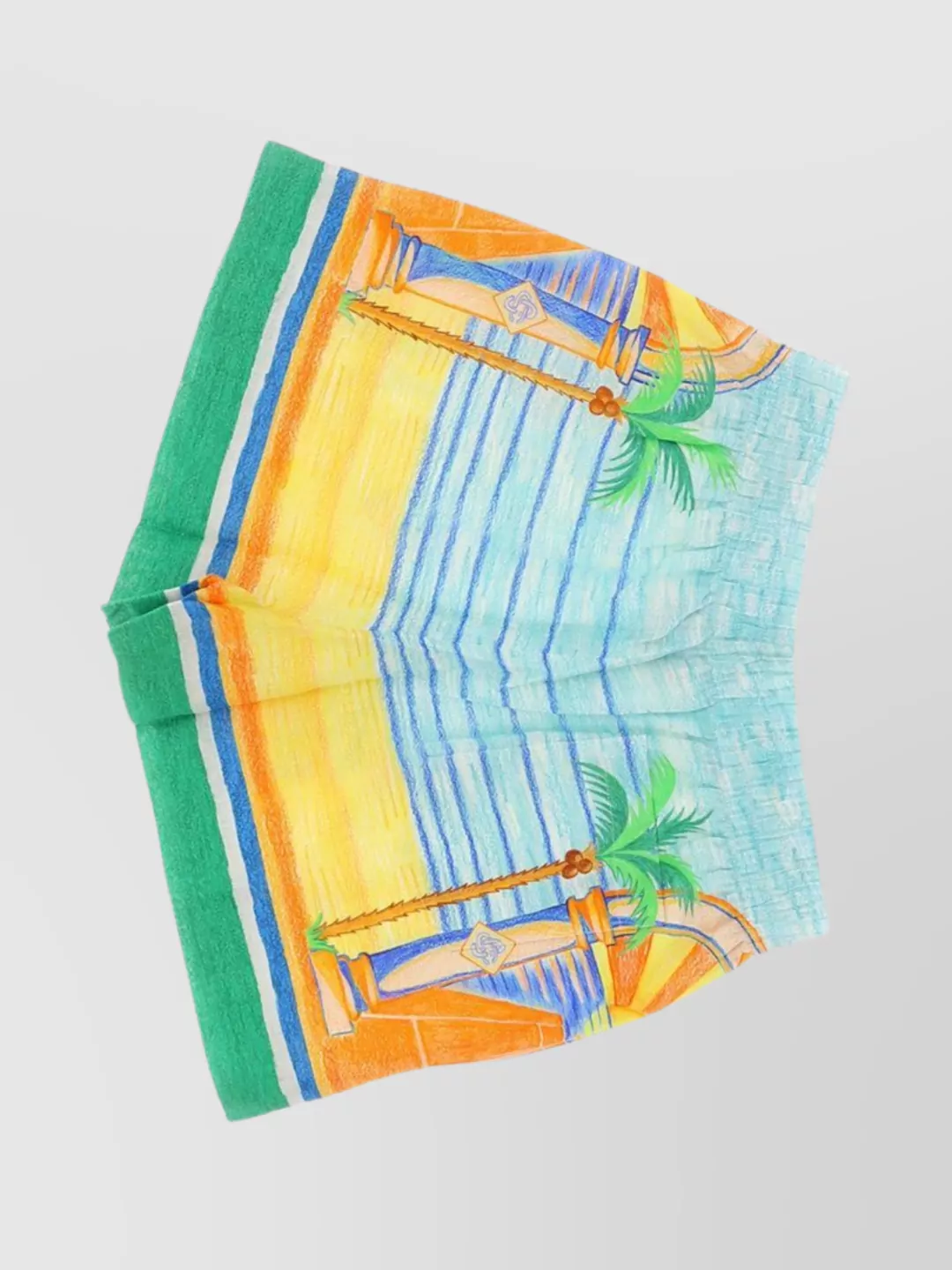 Casablanca Silk Drawstrings Shorts Tropical Print In Multi