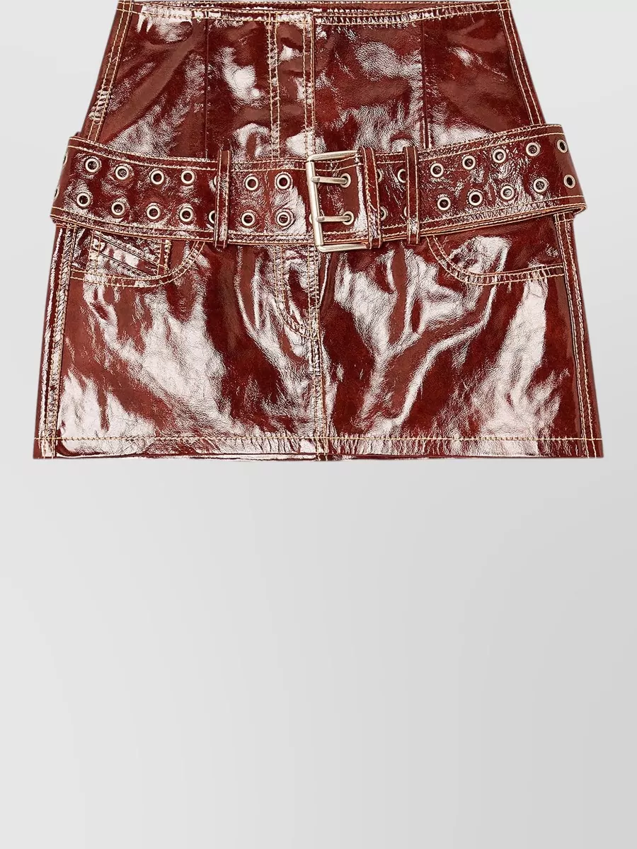 Diesel Leather High-Rise Mini Skirt