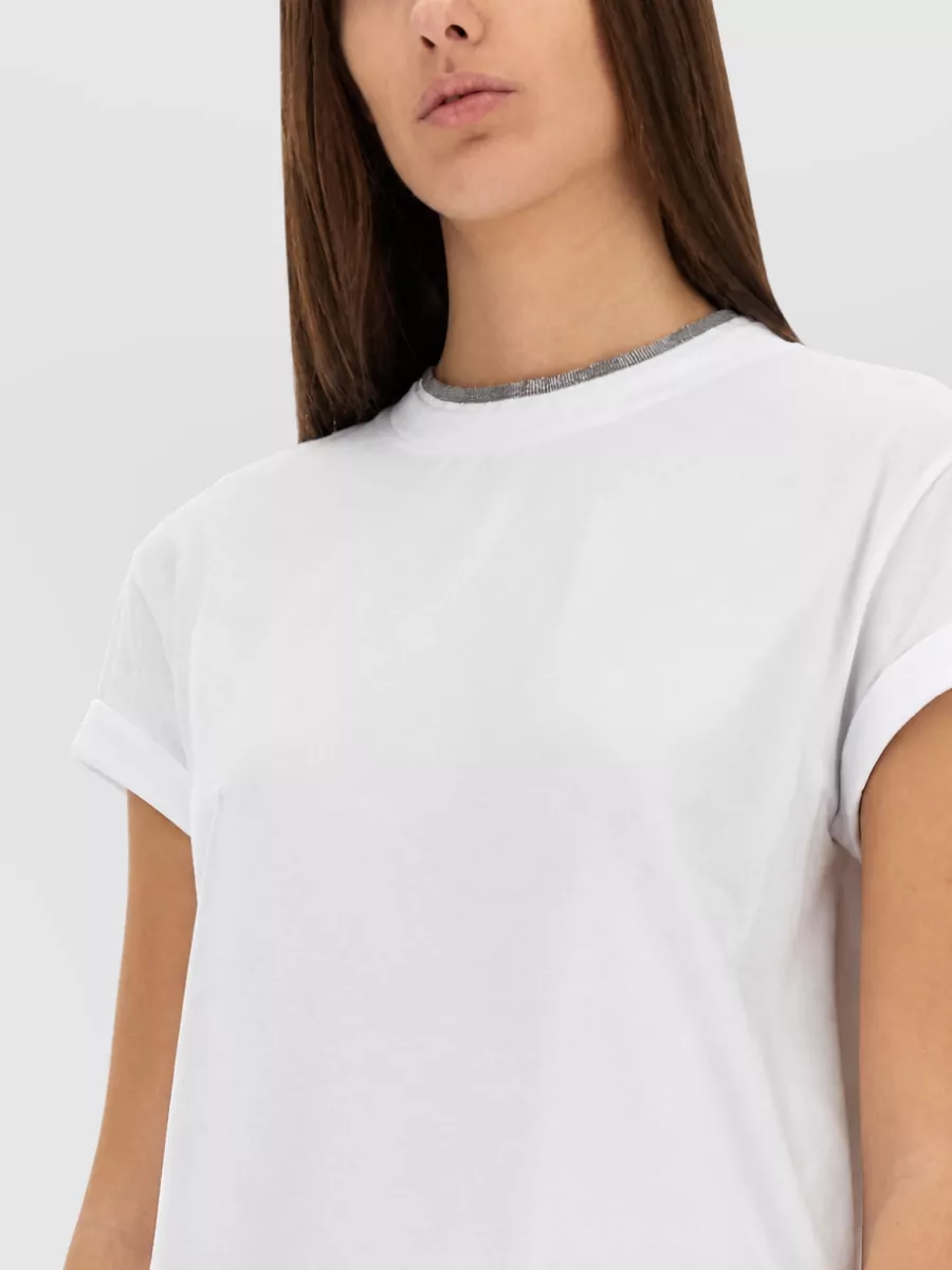Brunello Cucinelli Cotton Jersey T Shirt Keyhole Neck