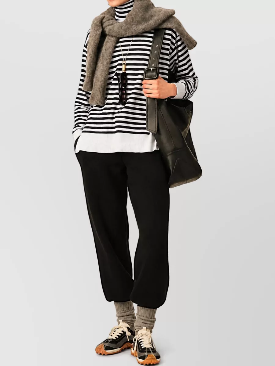 Ami Paris striped turtleneck wool silk jumper