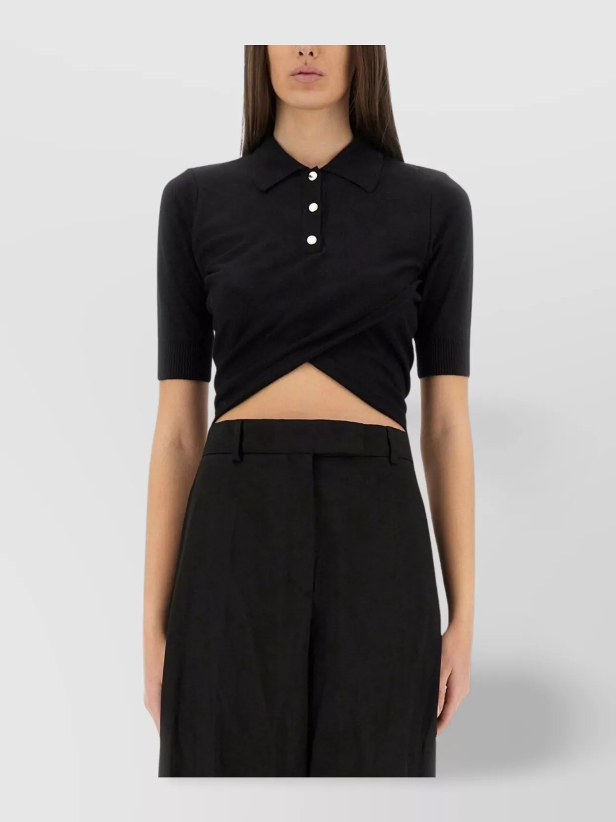 Sportmax Cropped Polo Top Ribbed Cuffs