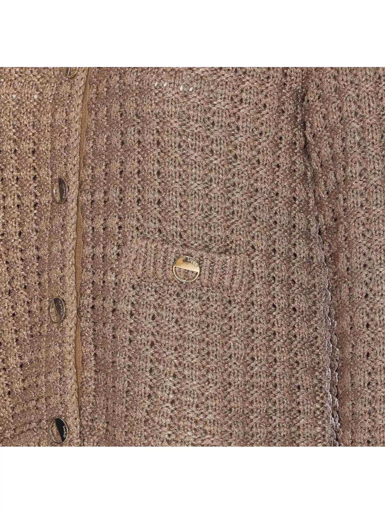 Liu •jo Crewneck Knitted Lurex Metallic Finish Jacket