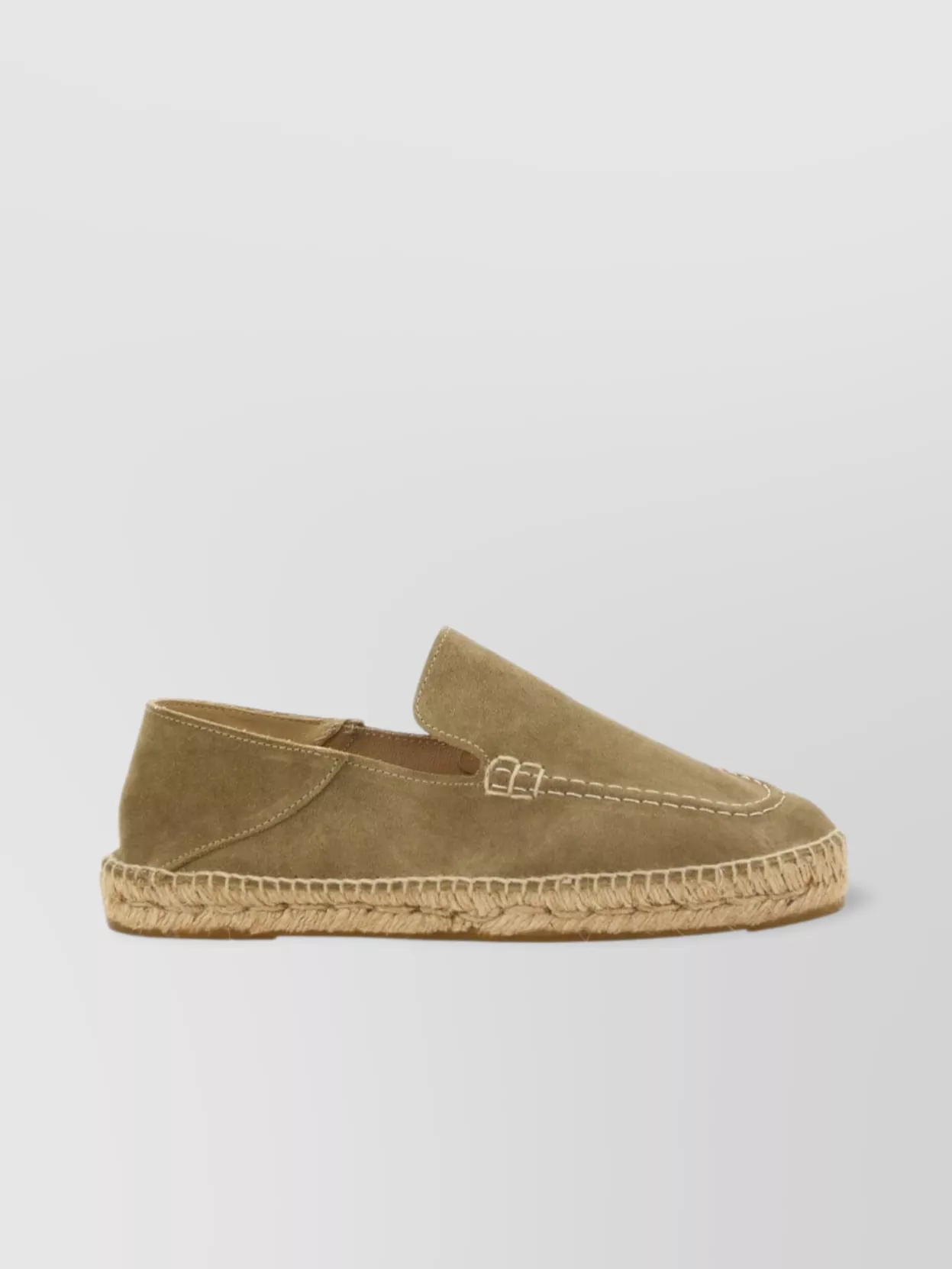 Manebi Round Toe Suede Espadrille With Contrast Stitching