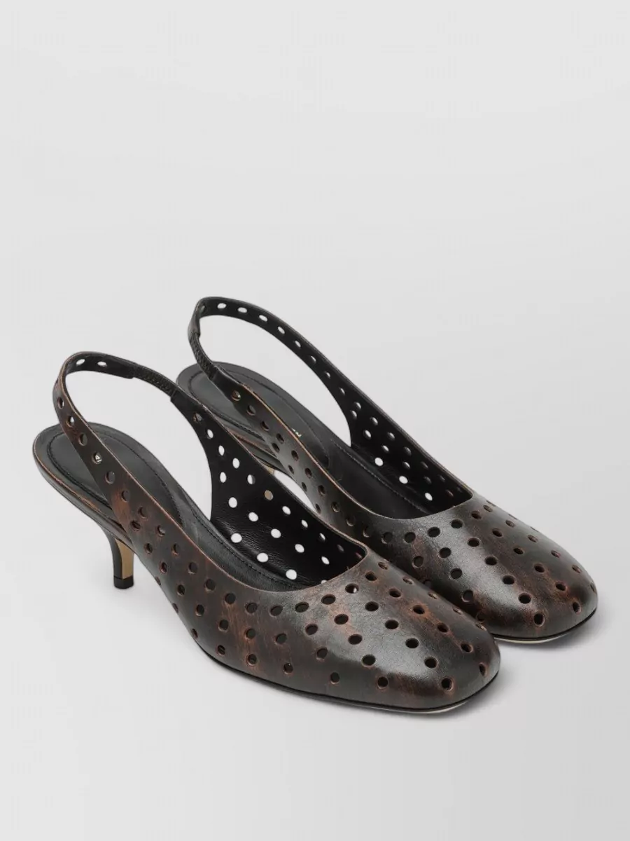 Dries Van Noten leather perforated slingback pumps