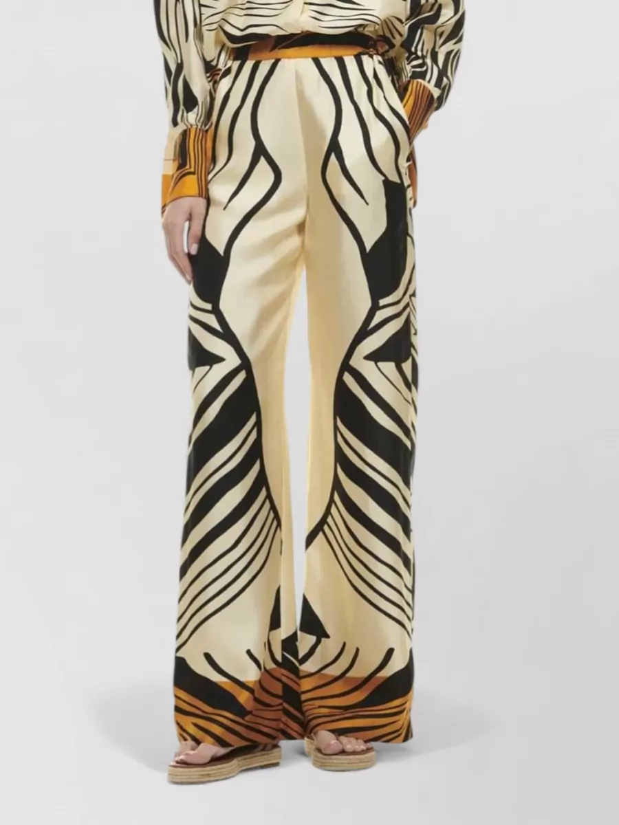 Raquel Diniz Silk Printed Wide-Leg Trousers