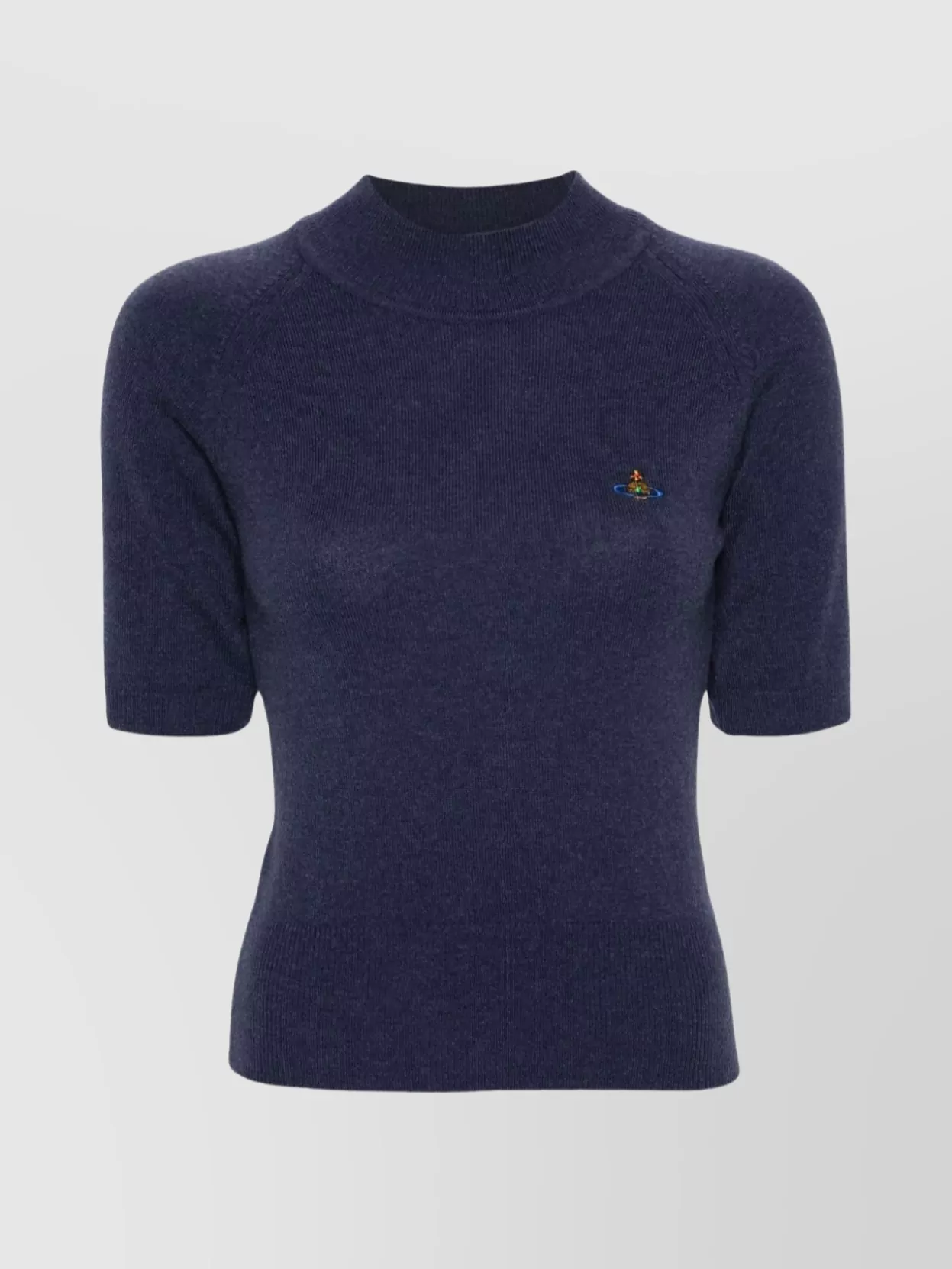 Shop Vivienne Westwood Cropped Ribbed Knit Top With Short Sleeves In Blue