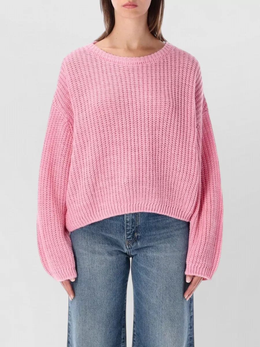 American Vintage ribbed cropped crew neck sweater