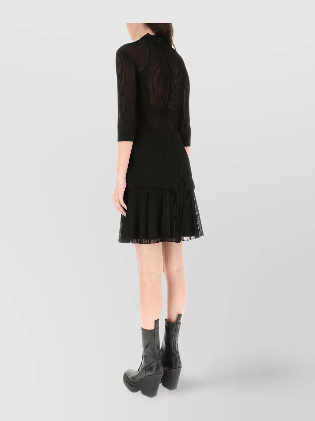 Givenchy Mini Dress With Ribbed Texture And Pleated Skirt