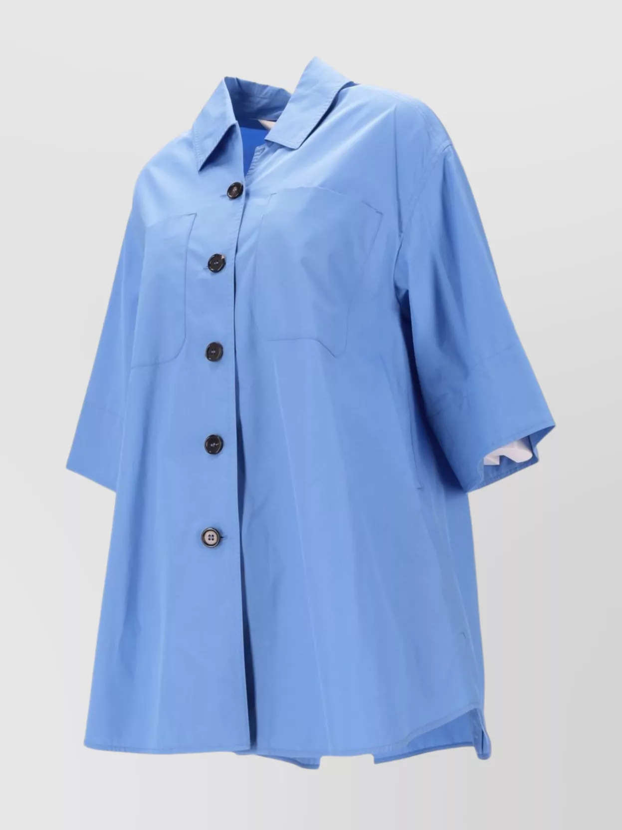 S Max Mara Short Sleeve Collared Jacket With Side Slits