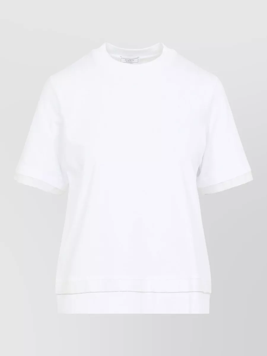 Peserico Crew Neck Layered Hem Short Sleeve Top