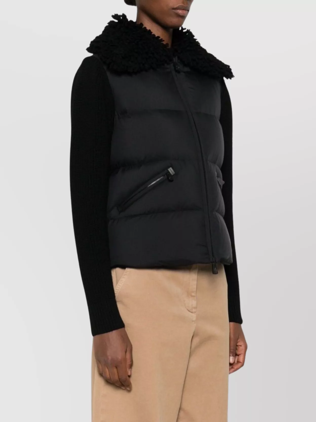 Moncler Grenoble Quilted Jacket Shearling Collar