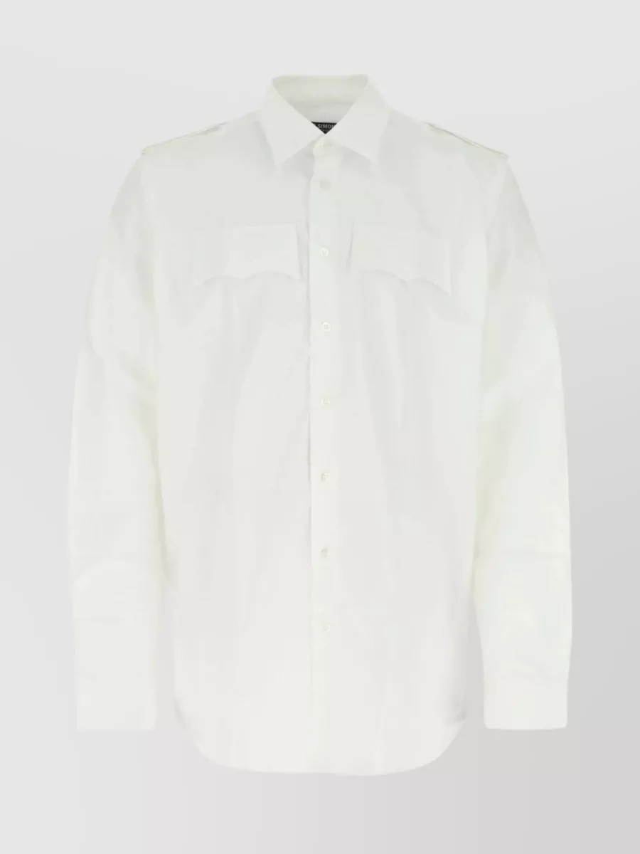 Shop Raf Simons Uniform Relaxed Fit Cotton Poplin Shirt In Pastel