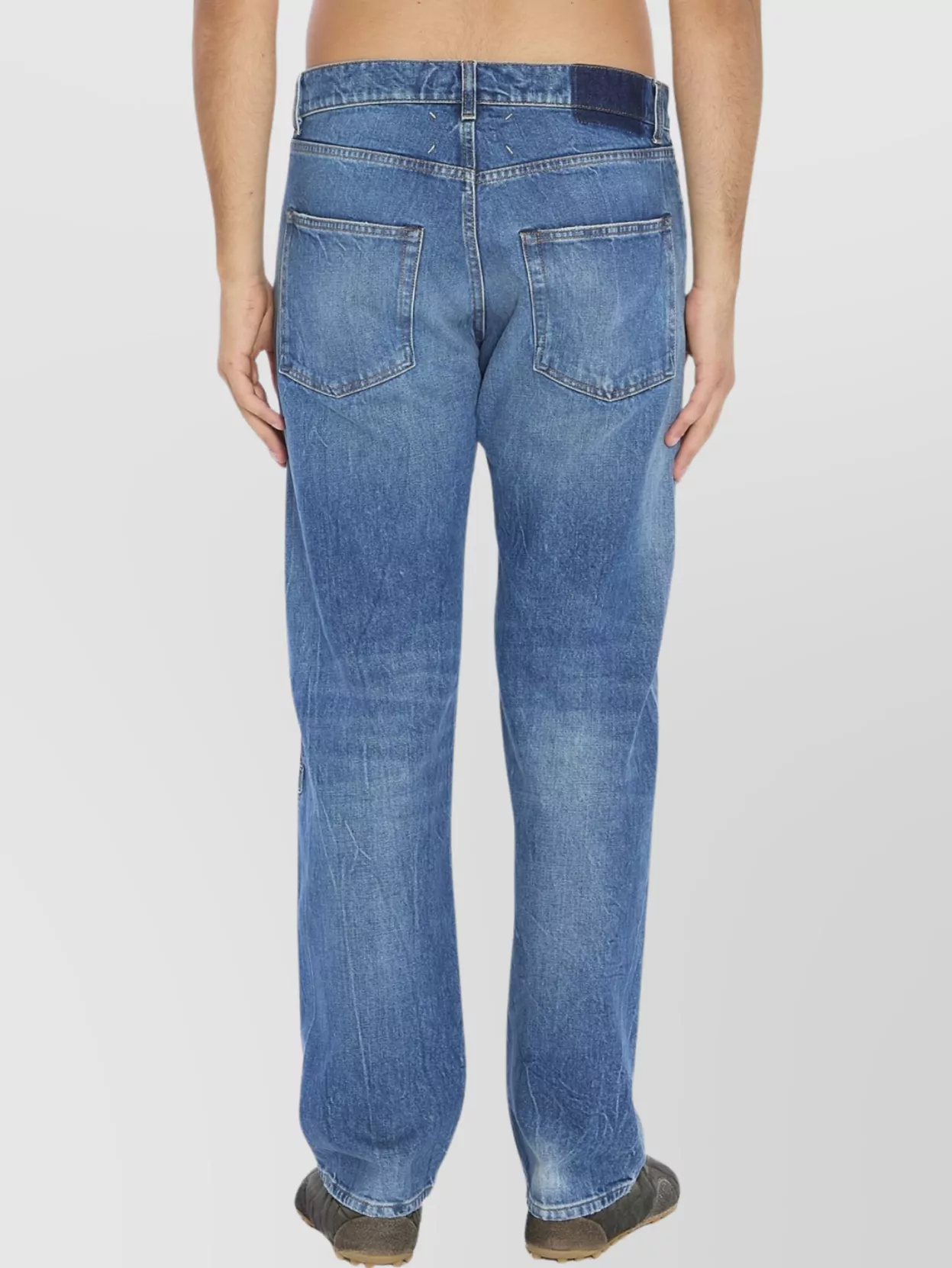 Maison Margiela Denim Trousers Featuring Front Patch In Blue