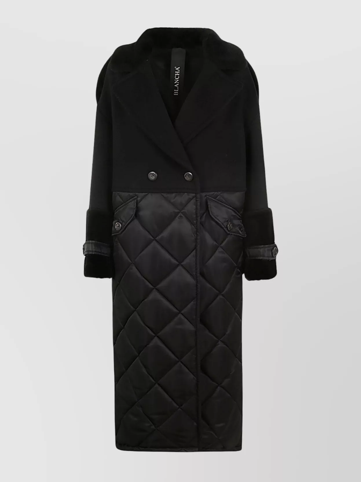Blancha Wool Fabric, Nylon Fabric And Shearling Coat