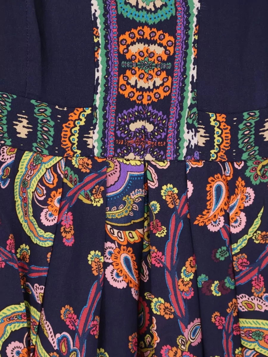 Etro Paisley-Print V-Neck Long-Sleeve Maxi Dress