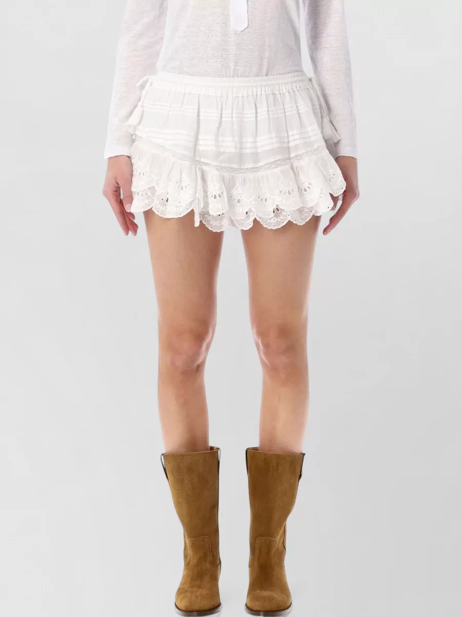 Isabel Marant Étoile Layered Shorts Lace Trim Tassel Detail In White