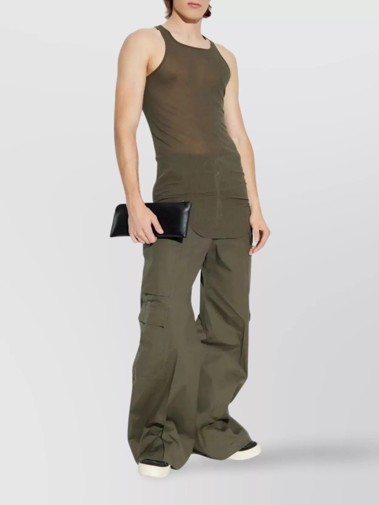 Rick Owens Ribbed Racerback Tank Top In Gray
