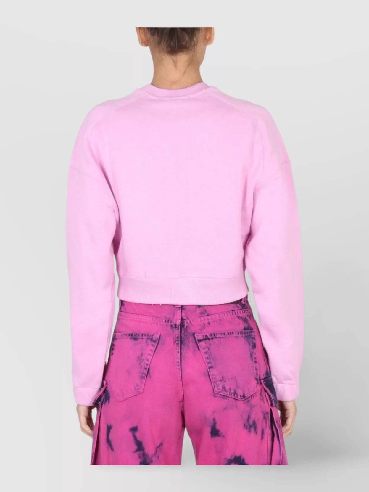 Msgm Cropped Knitwear Logo Cross-Neck