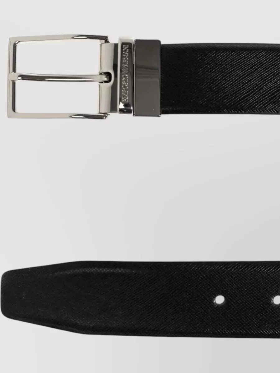 Emporio Armani Textured Buckle Belt Adjustable Length Design