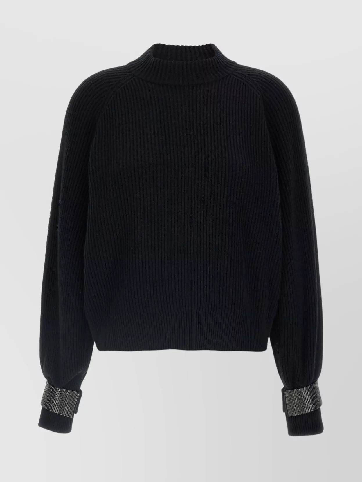 Brunello Cucinelli Ribbed High Neck Sweater With Cuffed Sleeves