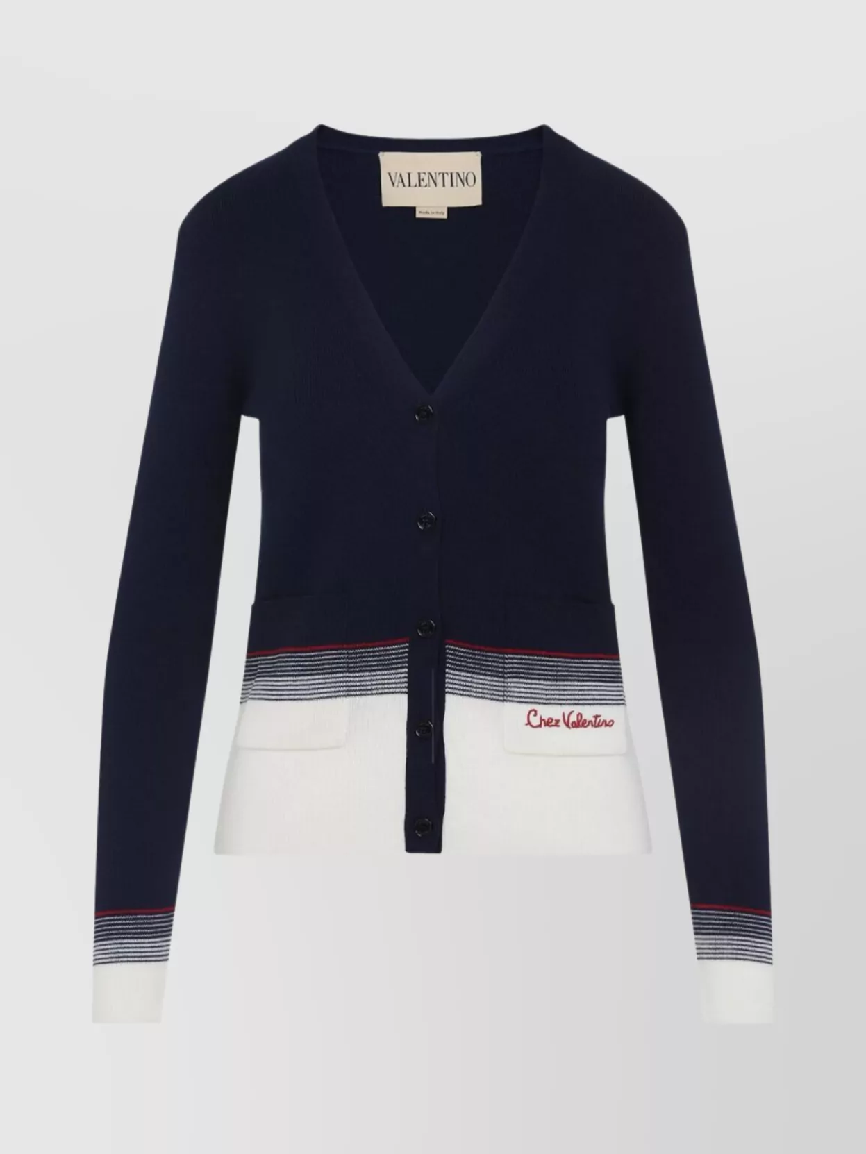Valentino House V-neck Cardigan With Patch Pockets