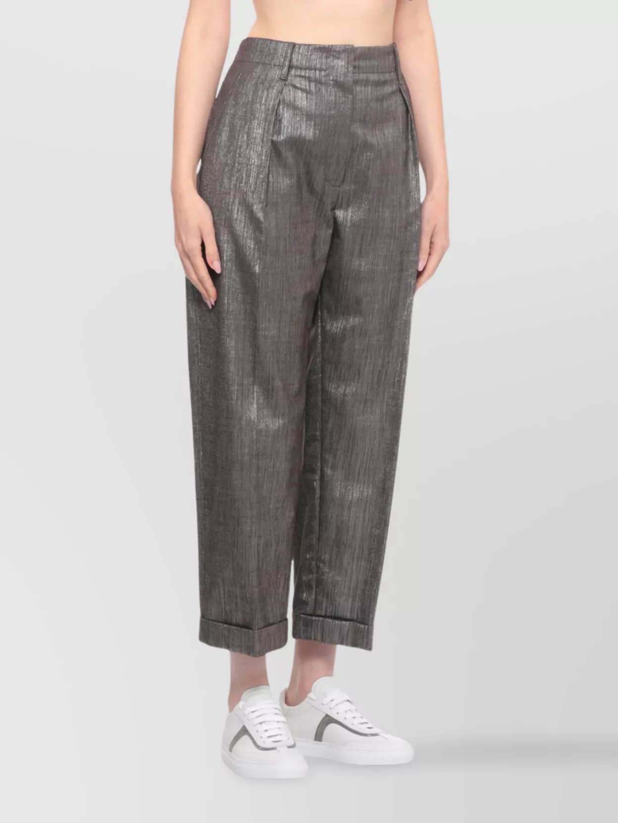Brunello Cucinelli Wide Leg Trousers Pleated Front In Brown