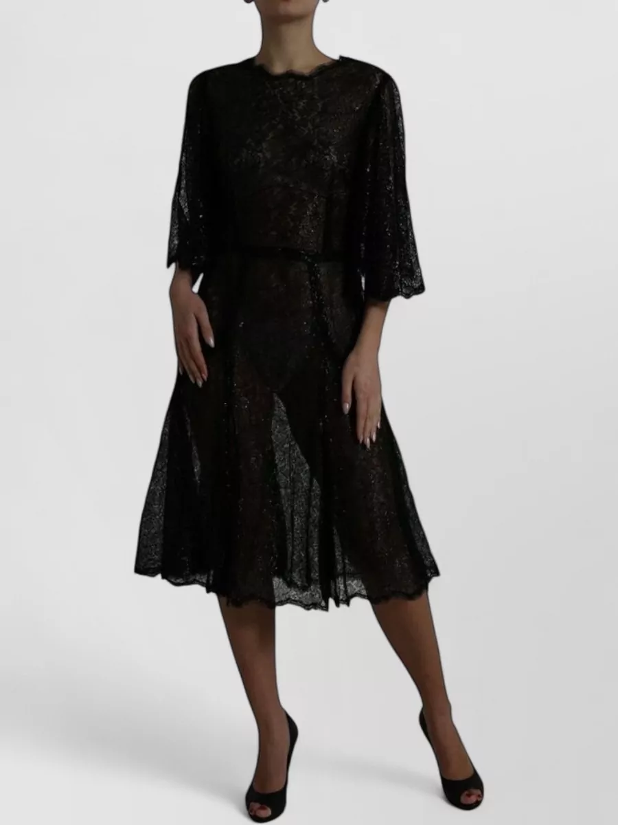 Dolce&Gabbana floral lace sheer a-line midi dress