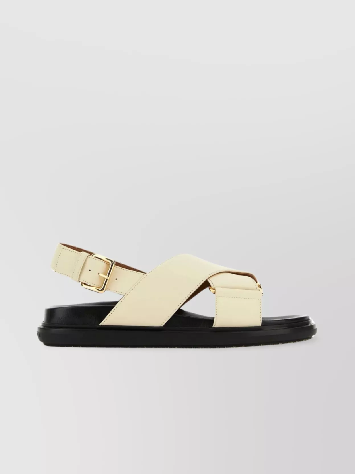 Shop Marni Leather Crossed Bands Sandals In Beige