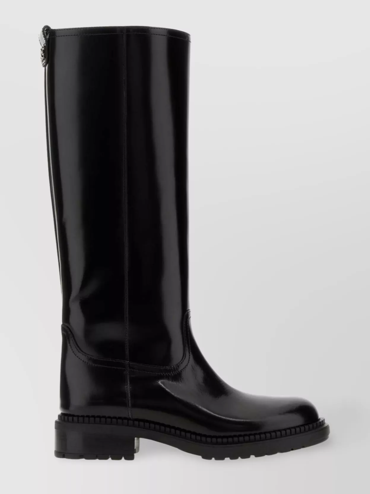 Casadei Leather Knee High Boots With Chunky Sole In Black