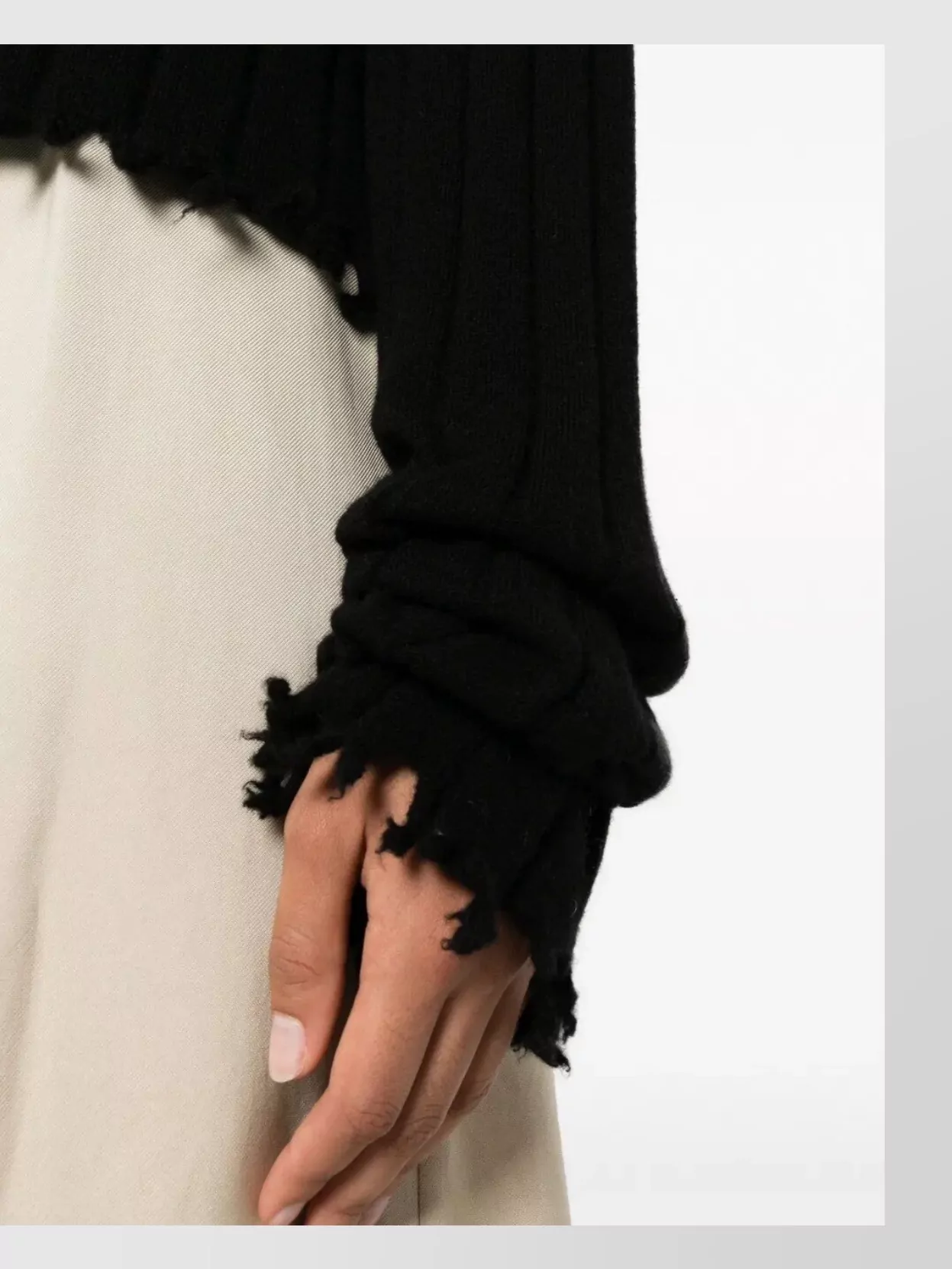 Uma Wang Cropped Ribbed Knitwear Top With Long Sleeves