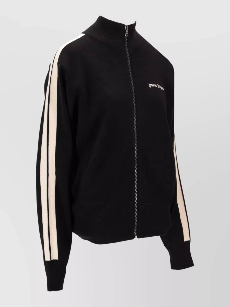 Palm Angels Logo Knit Track Jacket High Collar
