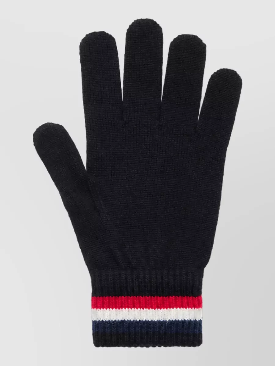Moncler tricolor wool gloves