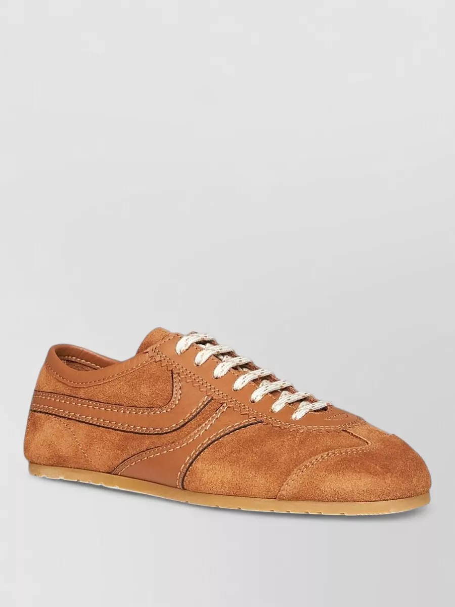 Dries Van Noten suede leather lace-up sneakers