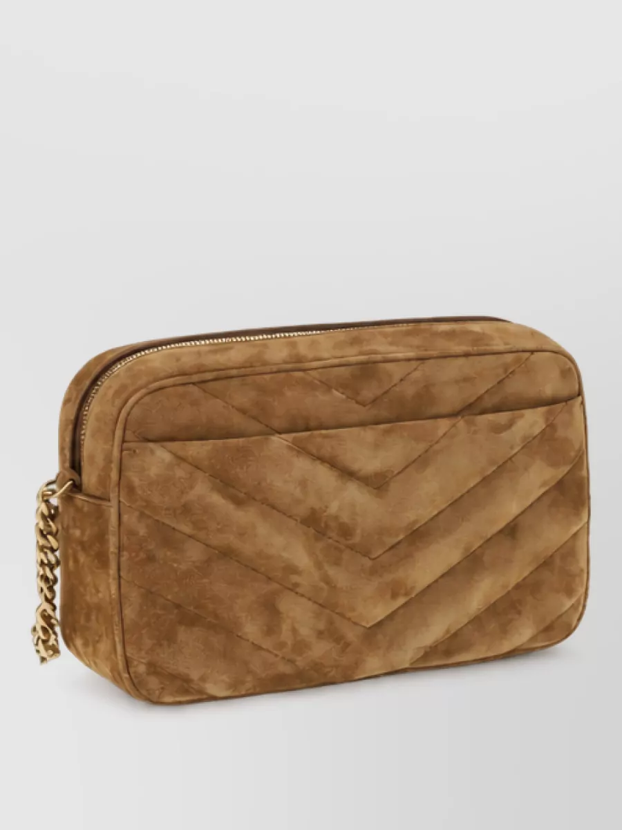 Saint Laurent Brown Calf Leather Clutch Bag
