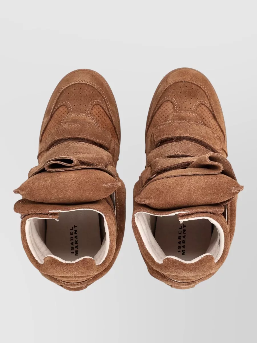Isabel Marant Ankle Sneaker Wedge Heel Suede Perforated In Brown