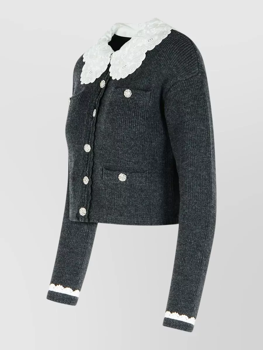 Self-Portrait Cashmere-Blend Relaxed-Fit Cropped Cardigan