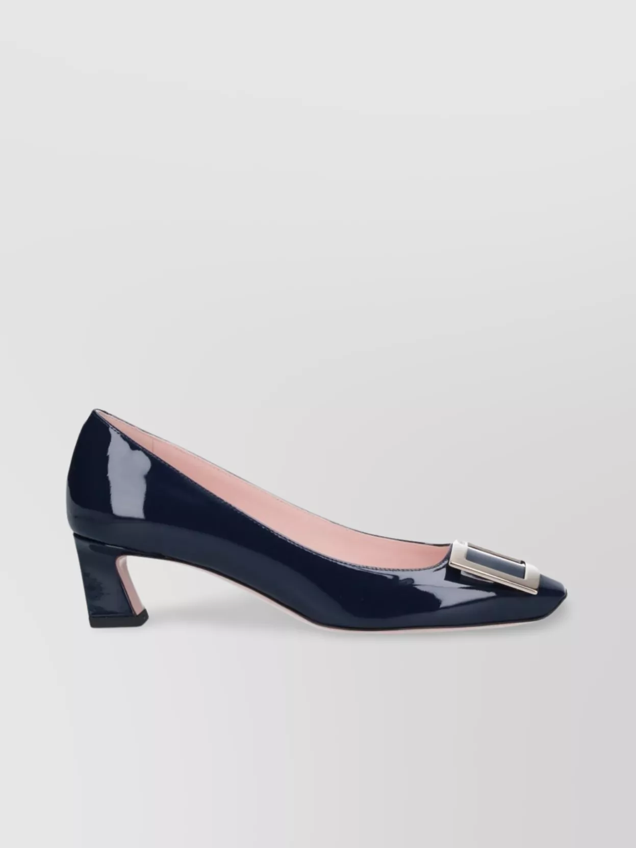 Roger Vivier Pointed Toe Patent Finish Square Buckle Pumps