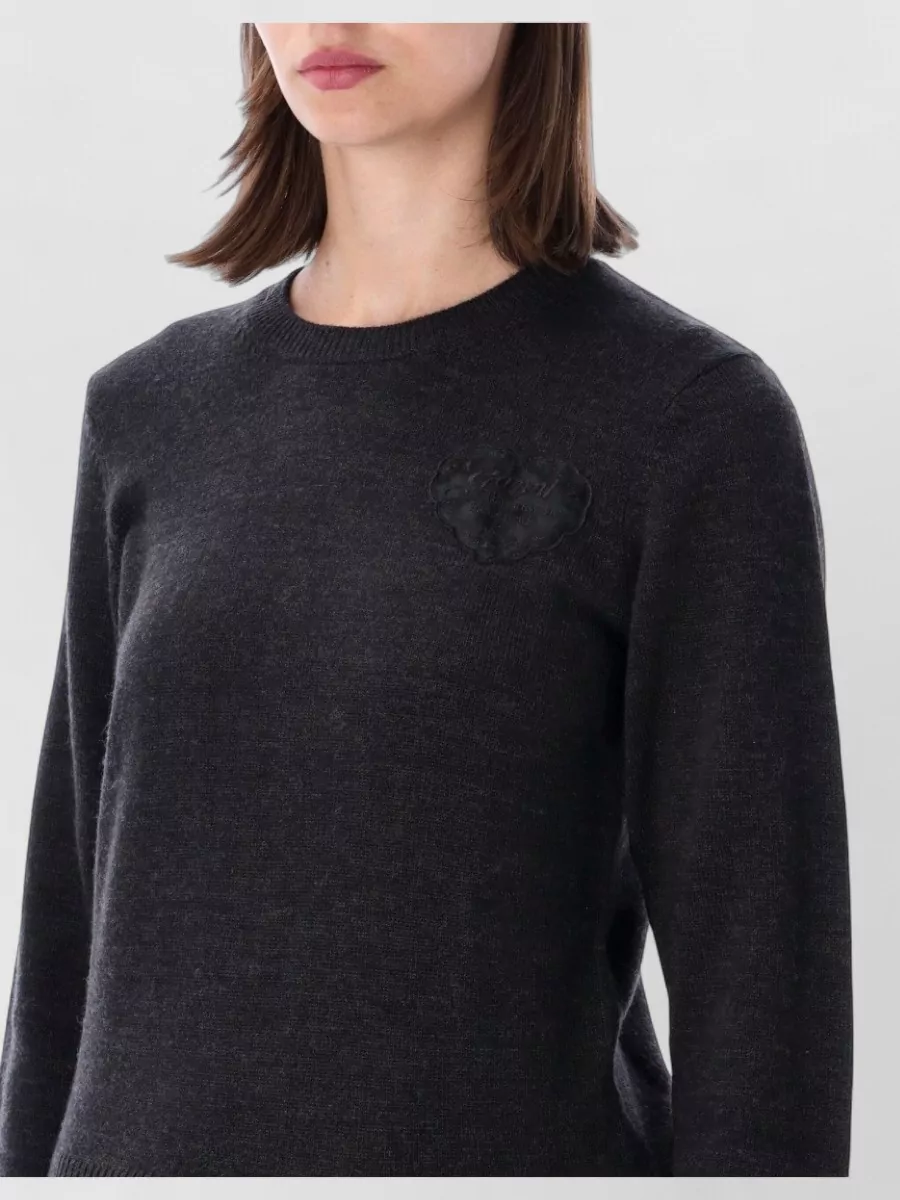 Ganni Wool Lace Crewneck Sweatshirt