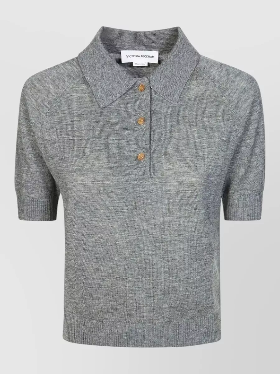 Victoria Beckham fine-knit merino wool polo top