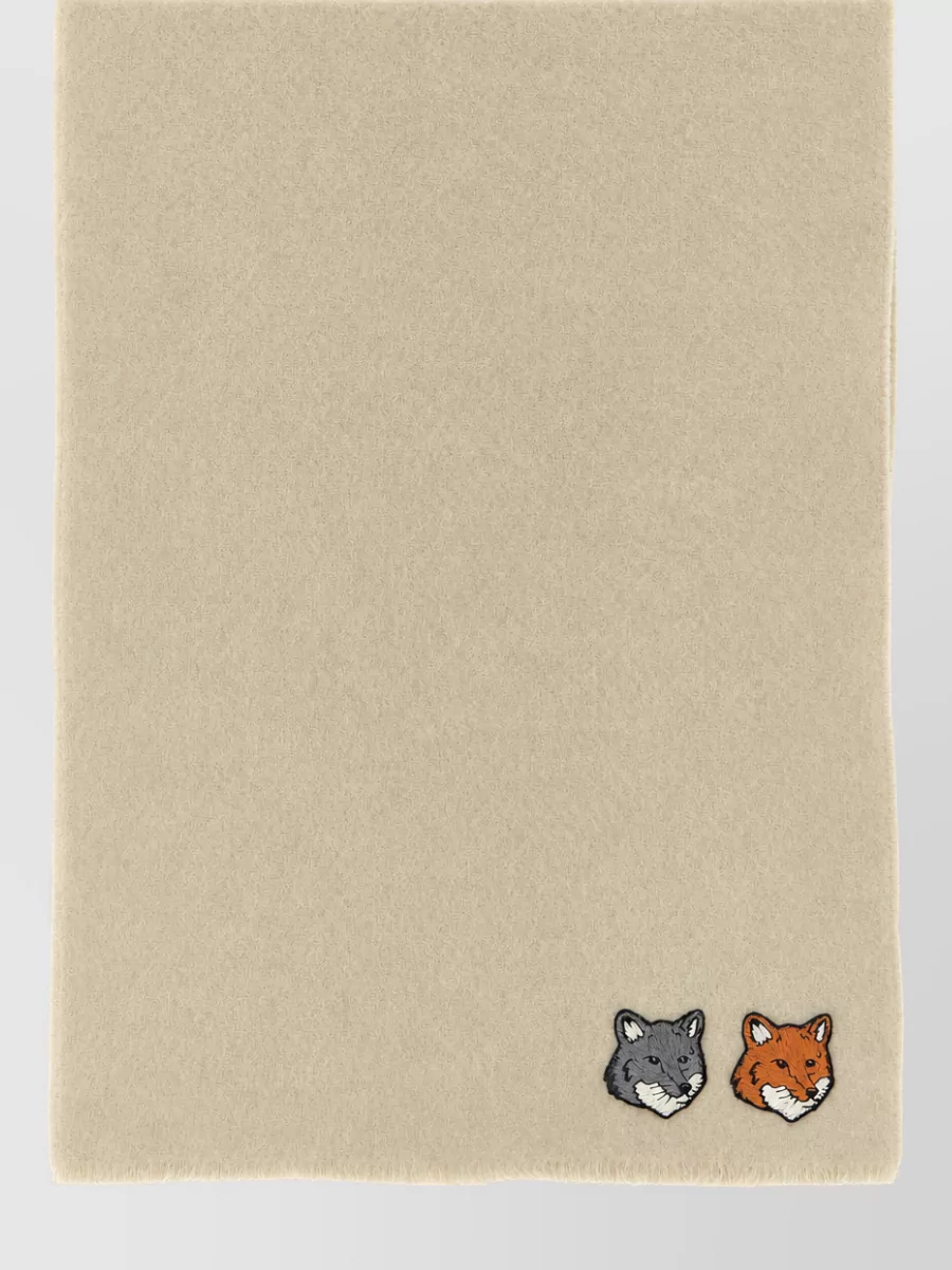 Maison Kitsuné Virgin Wool Fringed Scarf