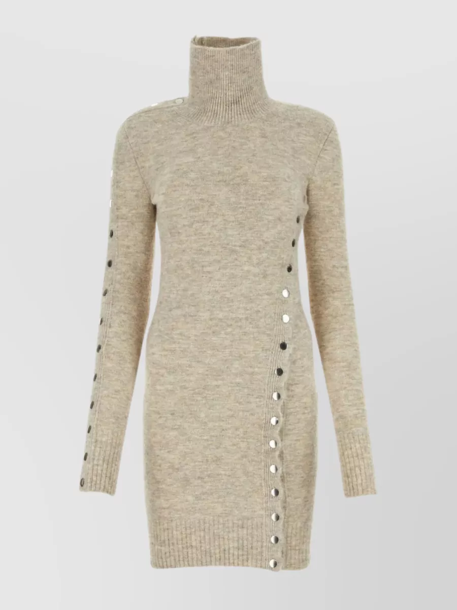 Shop Isabel Marant Sand Blend Turtleneck Sweater Dress In Cream
