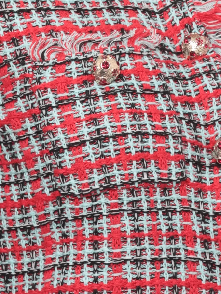 Self-Portrait Checked Long-Sleeve Blazer