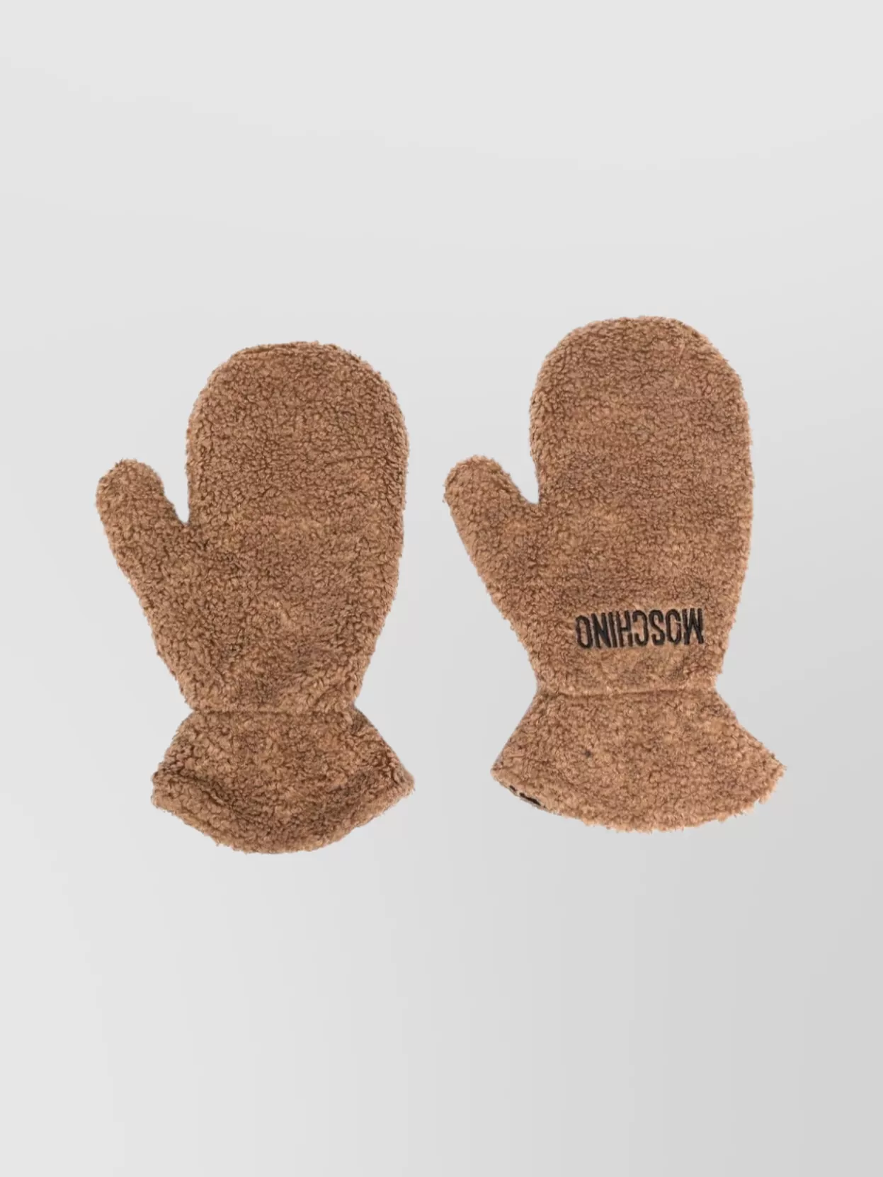 Shop Moschino Textured Full-finger Faux-fur Gloves In Beige