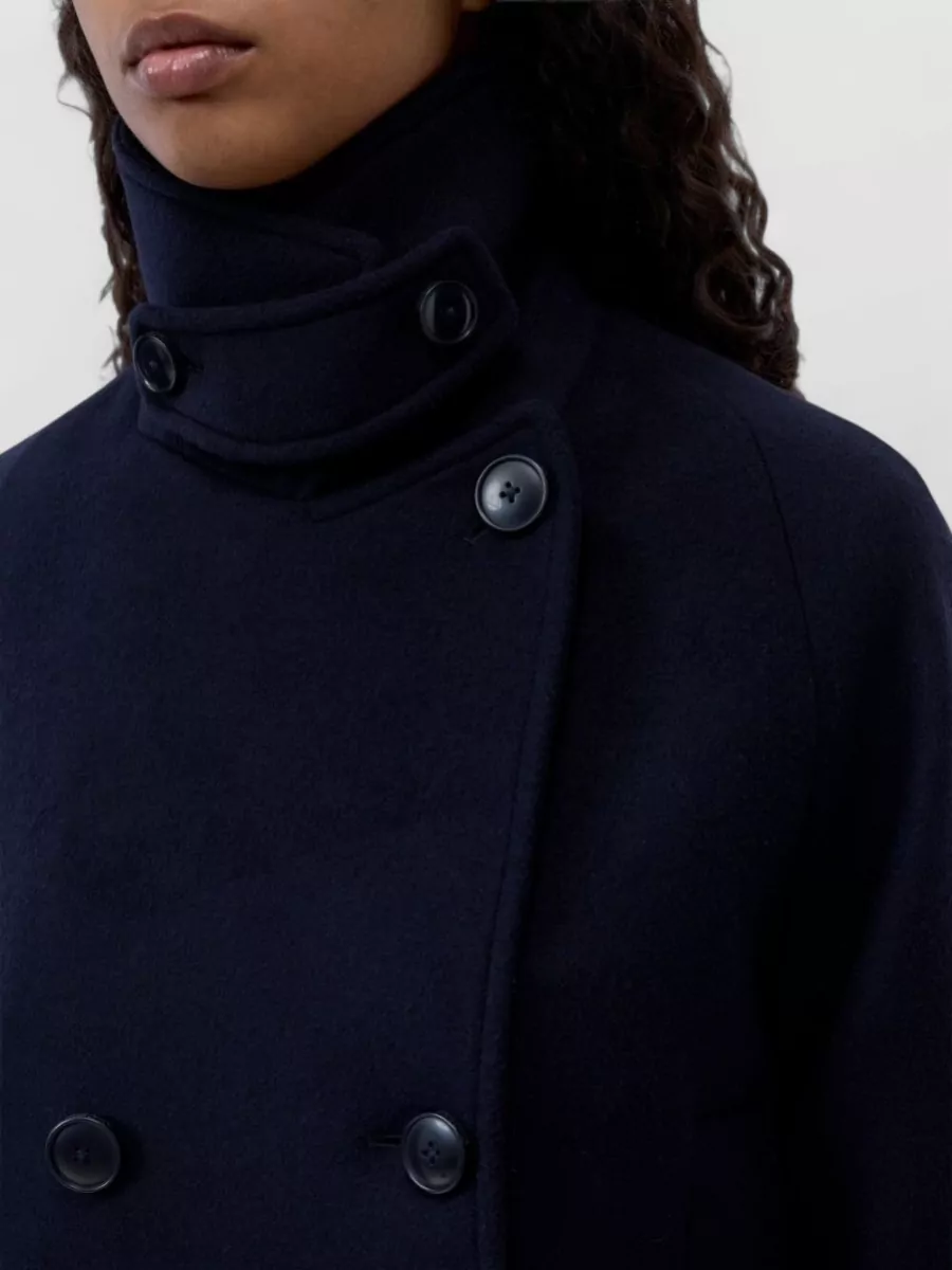 Closed Wool Double-Breasted Peacoat