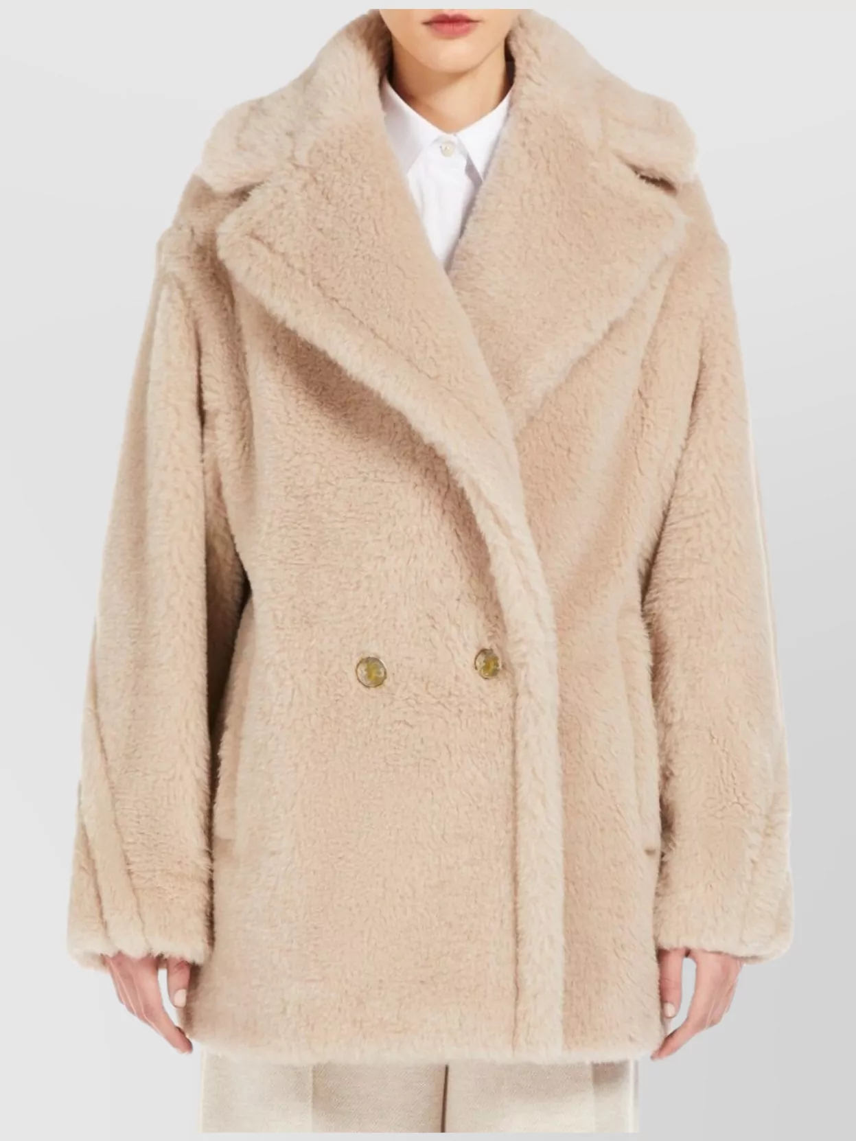 Max Mara Short Teddy Bear Icon Coat Alpaca Wool