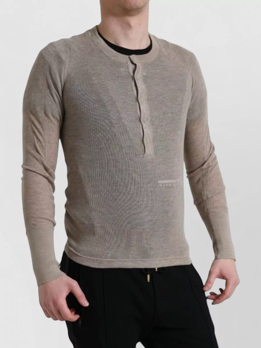 Dolce&Gabbana Cashmere Ribbed Henley Long-Sleeve T-Shirt