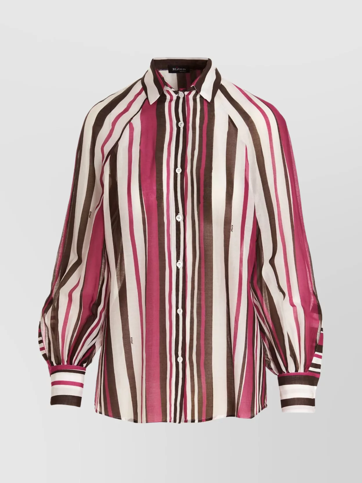 Kiton Striped Collar Long Sleeve Shirt In Multi