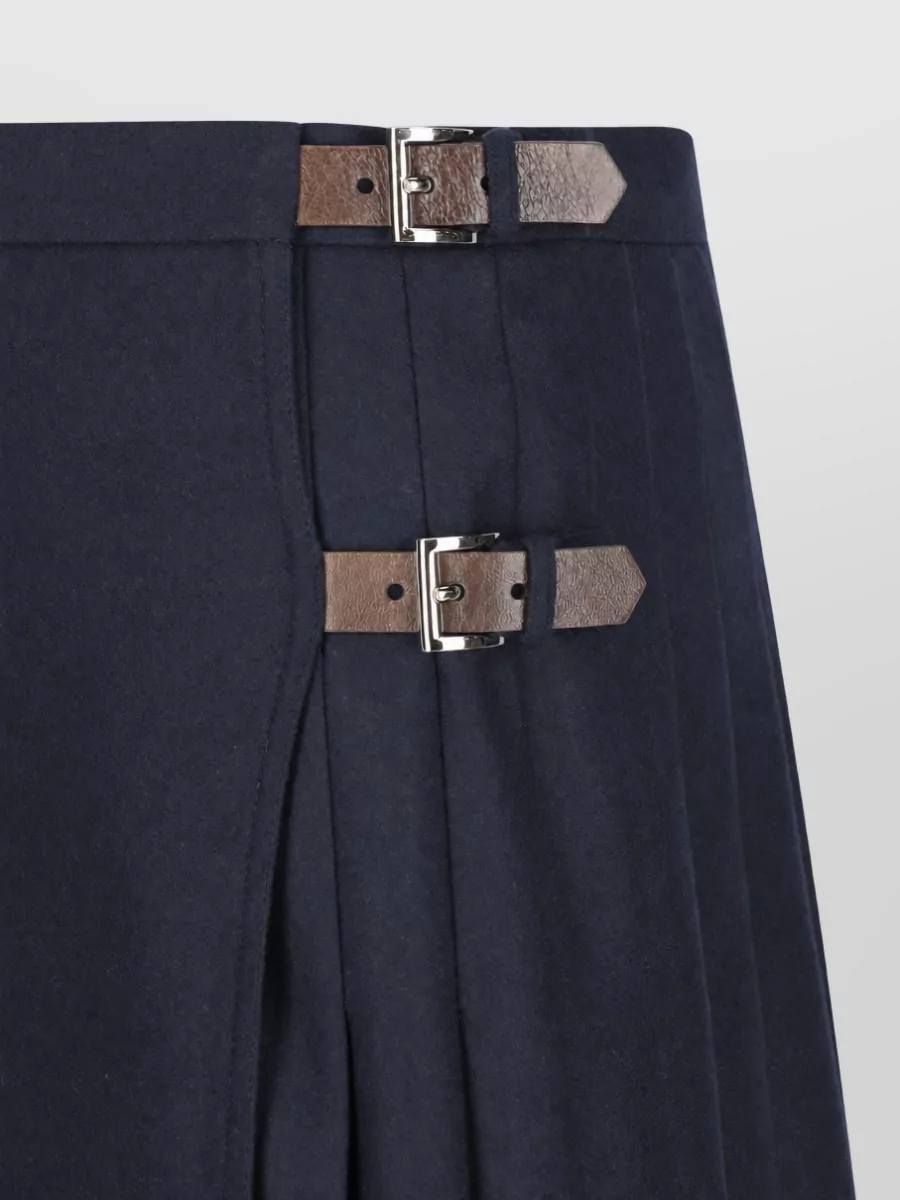 Prada Wool Cashmere Pleated Midi Skirt
