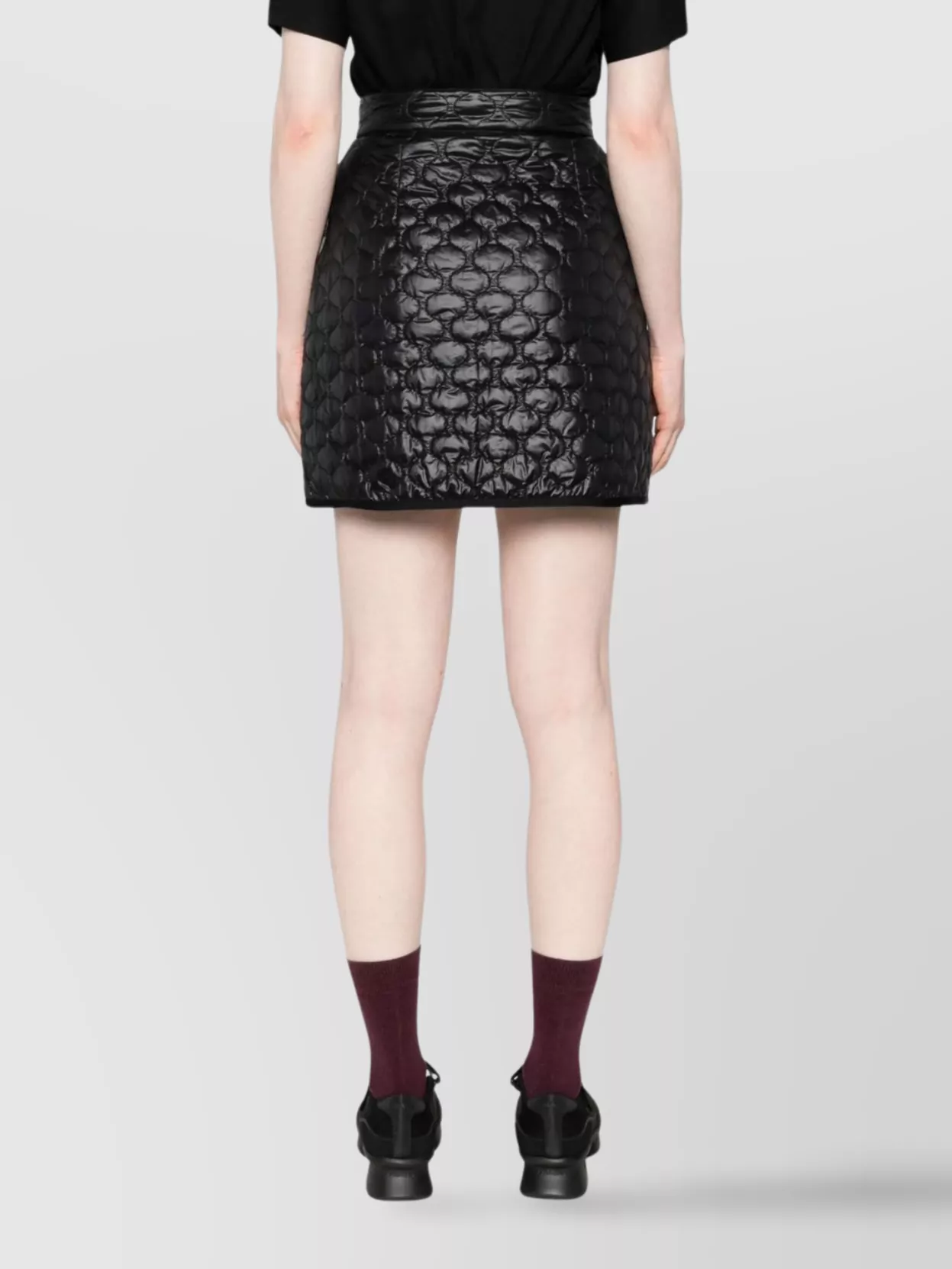 Moncler High Waist Quilted Texture Shiny Wrap Skirt